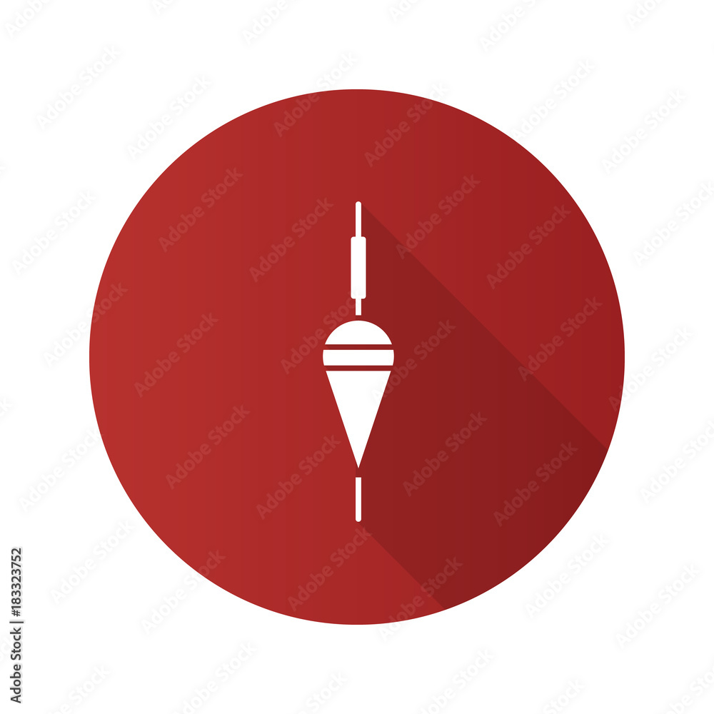 Fishing float flat design long shadow glyph icon
