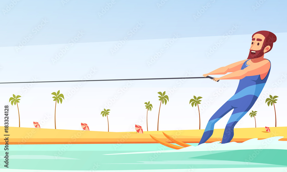 Water Skiing Illustration