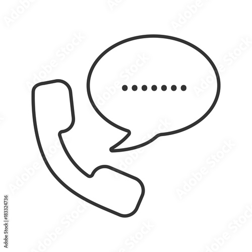 Handset with speech bubble linear icon