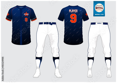 Canvas Print Baseball uniform, sport jersey, t-shirt sport, short, sock template