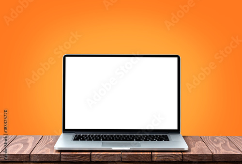 Modern laptop with empty white screen