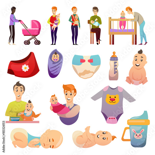 .Fathers  Parental Leave Orthogonal Icons