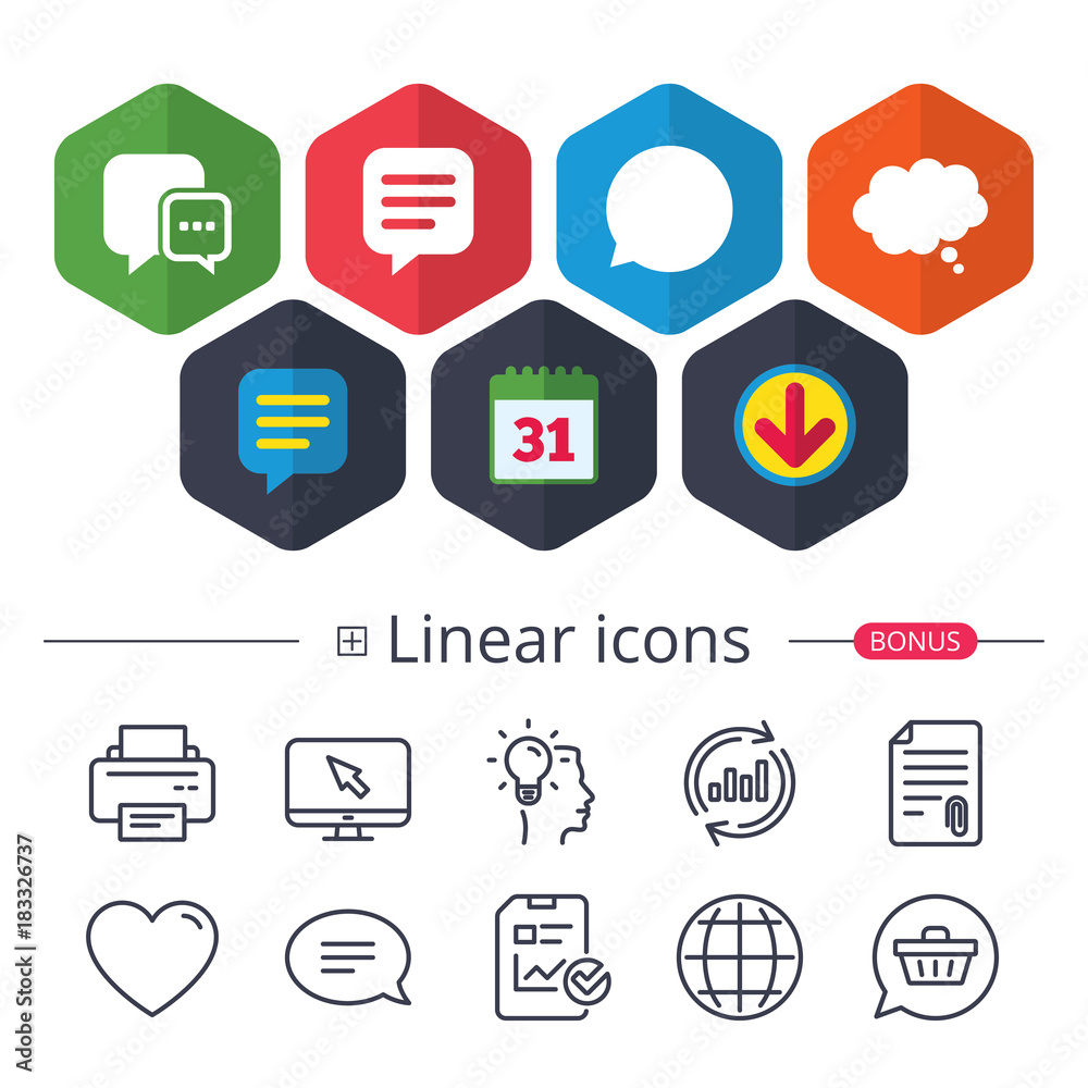 Chat icons. Comic speech bubble signs. Think.