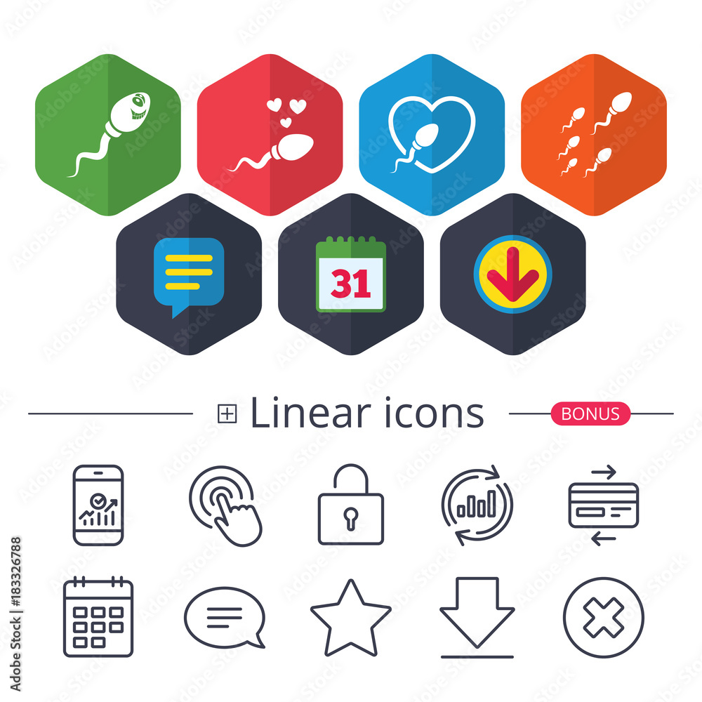 Sperm icons. Fertilization or insemination signs. Sperm icons. Fertilization or insemination signs.