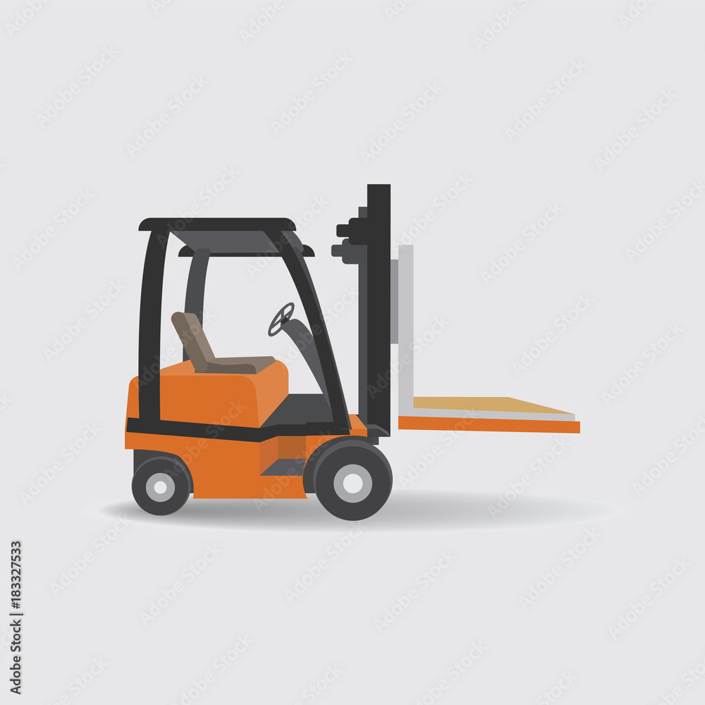Forklift, lift truck. Warehouse, logistic, storage concept. Place for text.