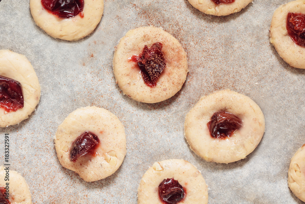 Homemade shortbread cookies, inside plum jam. Vegan