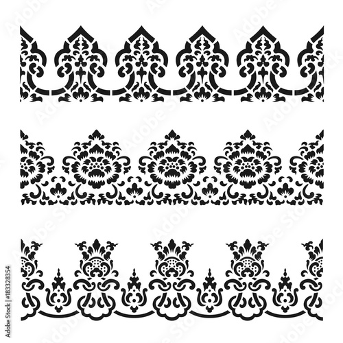 Asian traditional art Design Vector, Thai traditional with flower line design (Lai Thai pattern)