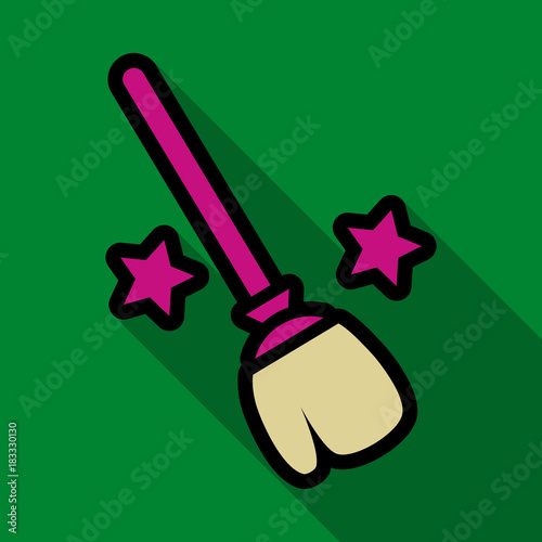 Flat icon with shadow stars broom