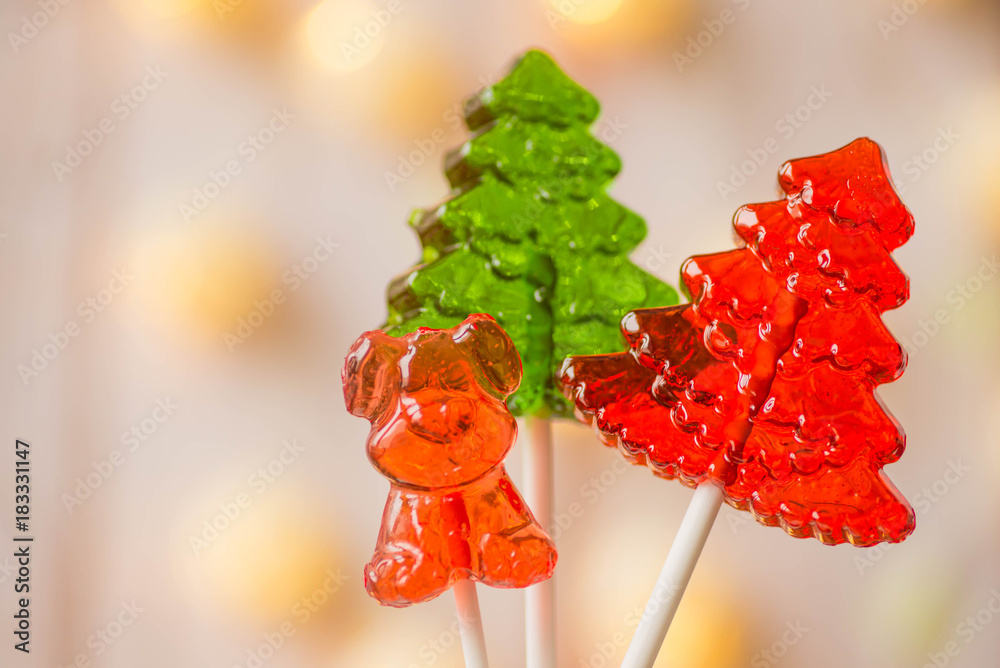 Sweet Christmas candy on a stick