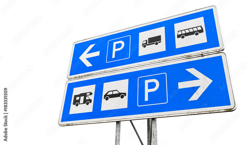 Separate parking sign for different transport