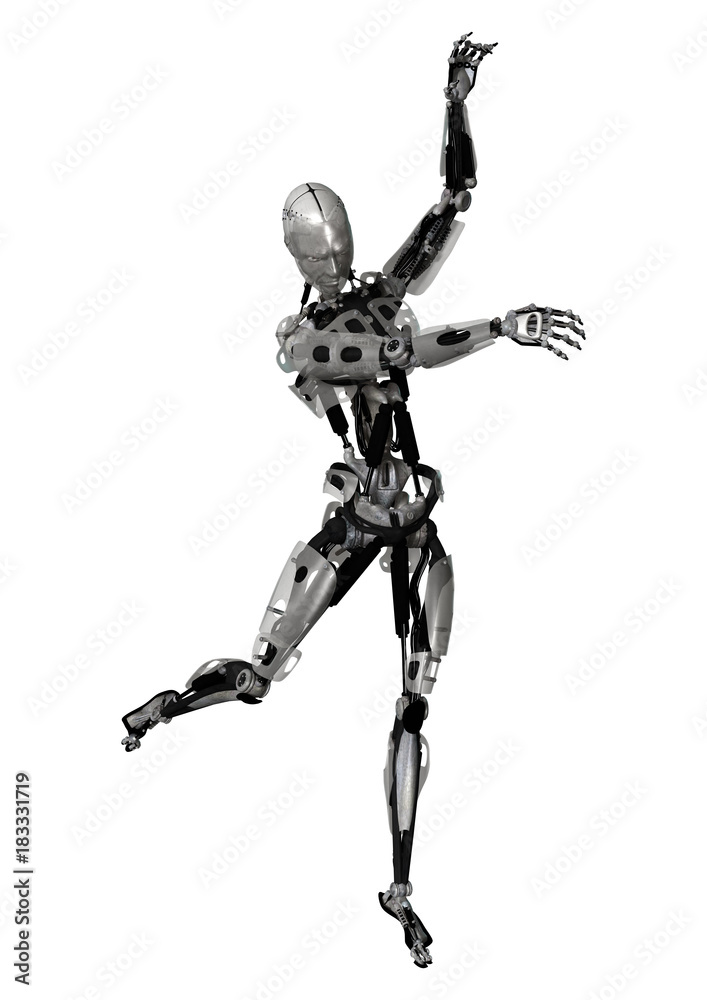 3D Rendering Male Robot on White