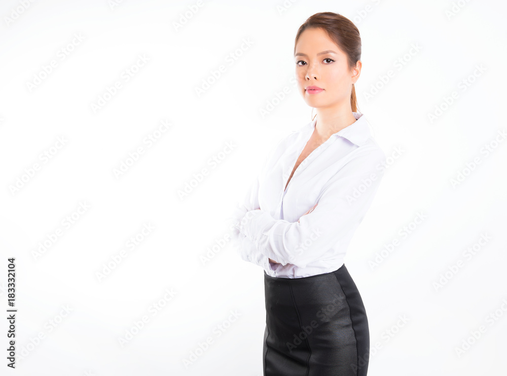 asian business woman on white background with copy space asian business woman on white background with copy space