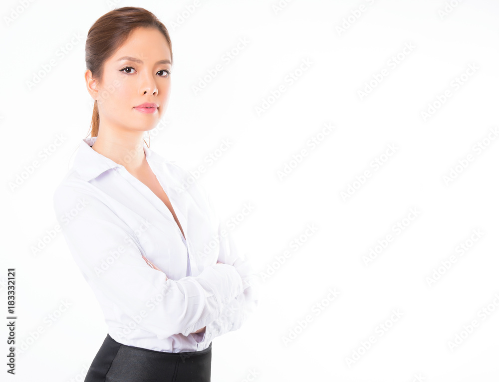 asian business woman on white background with copy space asian business woman on white background with copy space