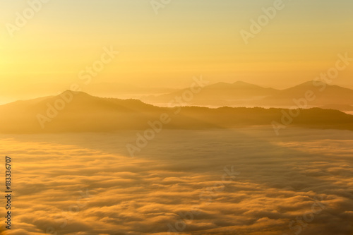 Landscape with the mist at Pha Tung mountain in sunrise time  Chiang Rai Province  Thailand