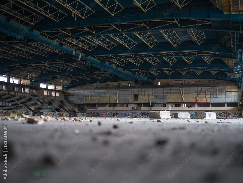 Naklejka premium Abandoned stadium with stands