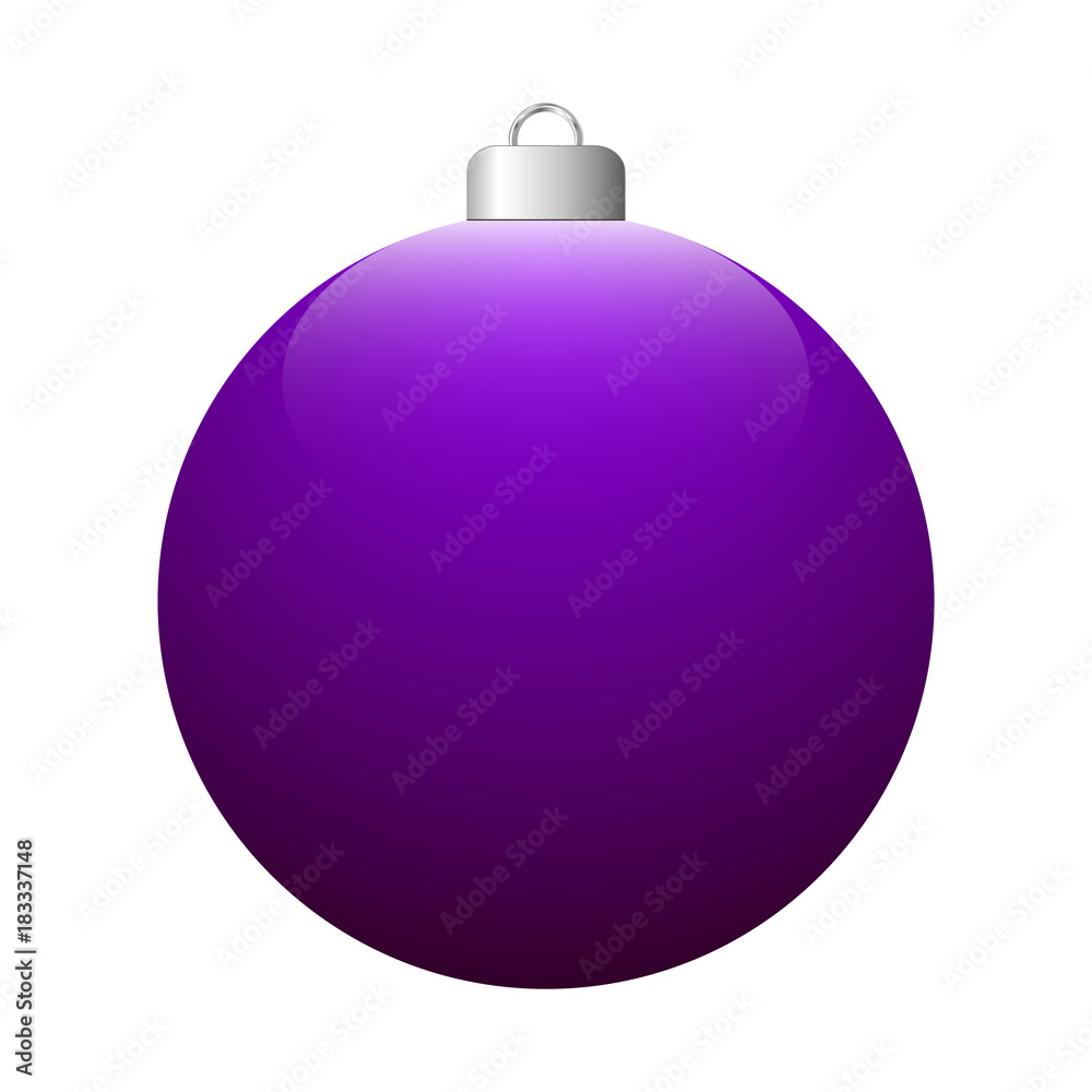 Vector purple glossy Christmas ball isolated on white background