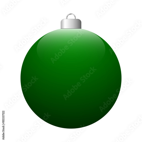 Vector green glossy Christmas ball isolated on white background