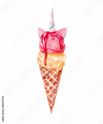 Watercolor vector nice ice cream