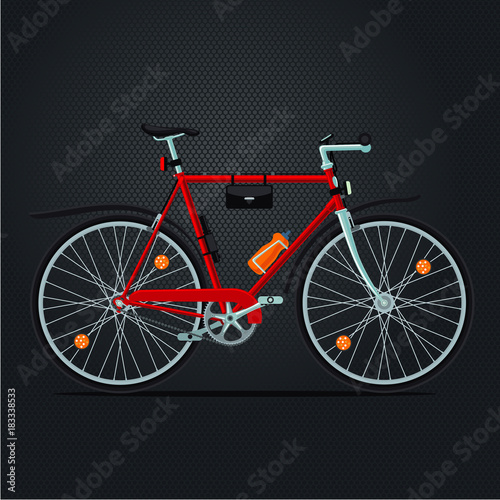 Mountain Bicycle. Realistic sport bike. Vector illustration. Side view.