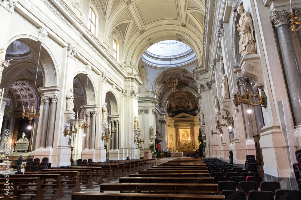 Palermo Cathedral (Metropolitan Cathedral of the Assumption of Virgin Mary) in Palermo, Sicily, Italy. Architectural complex built in Norman, Moorish, Gothic, Baroque and Neoclassical style