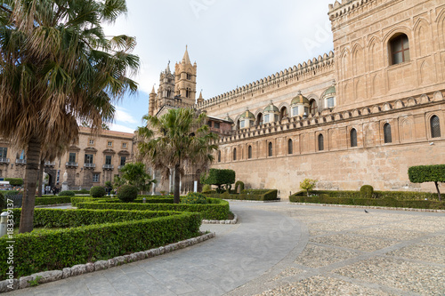Palermo Cathedral (Metropolitan Cathedral of the Assumption of Virgin Mary) in Palermo, Sicily, Italy. Architectural complex built in Norman, Moorish, Gothic, Baroque and Neoclassical style