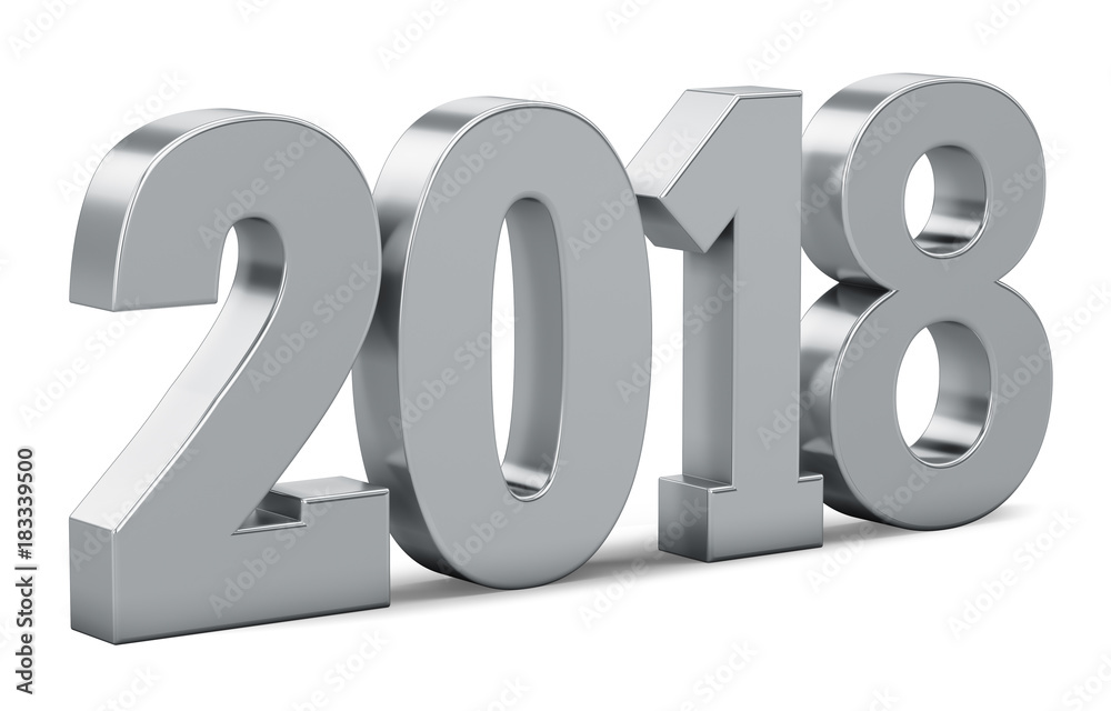 3d rendering new year 2018 isolated white background. 3d rendering new year 2018 isolated white background.