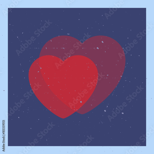 Two hearts on grungy background.