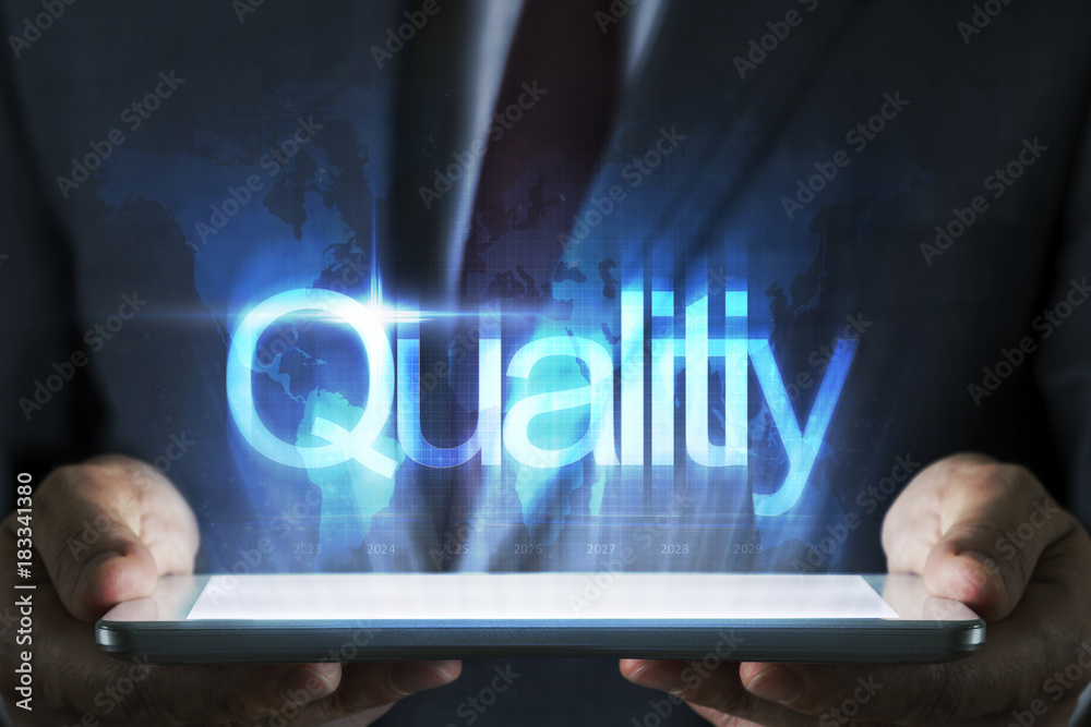 Business concept on tablet with hologram Business concept on tablet with hologram