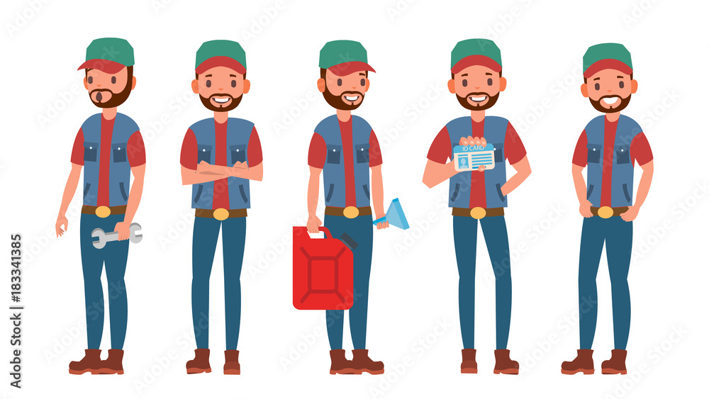 Truck Driver Character Vector. Man. Classic Driver. Isolated On White Cartoon Illustration Truck Driver Character Vector. Man. Classic Driver. Isolated On White Cartoon Illustration