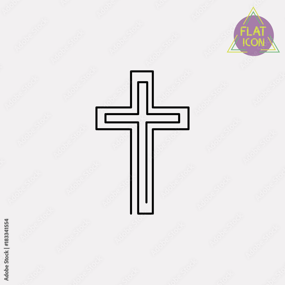 Christian cross line icon