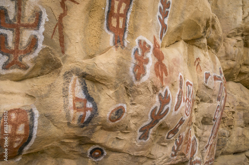 Traditional paintings by initiate, Songo Village, Mali