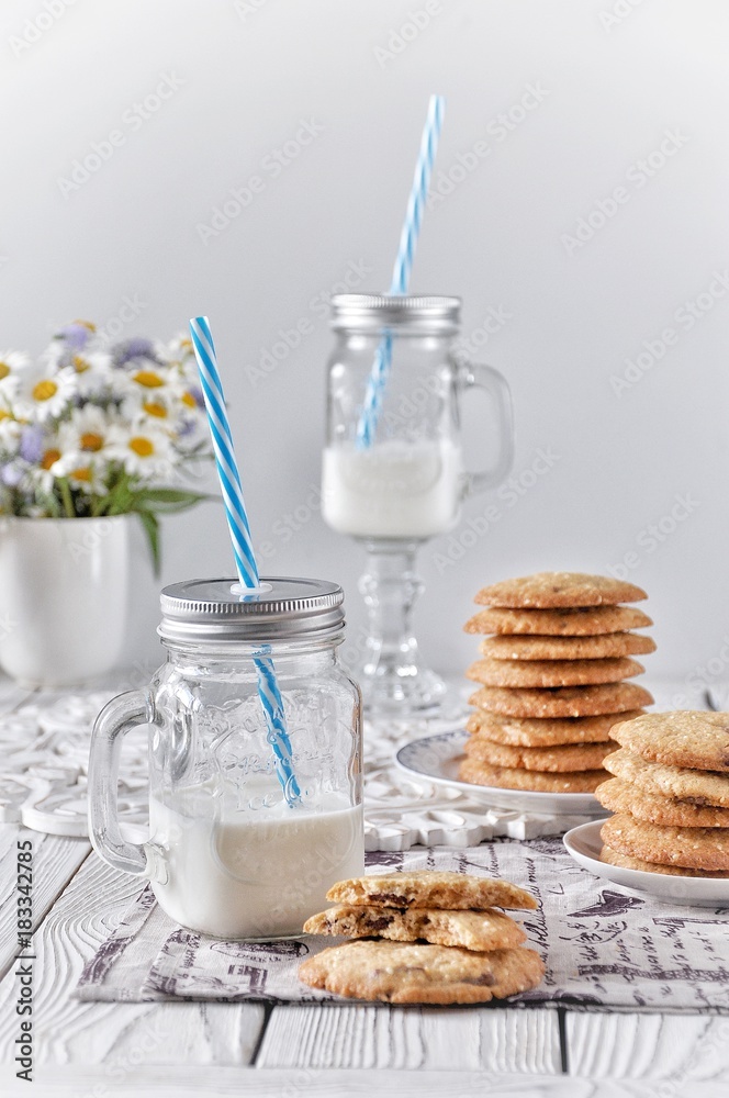 Cookies with sesame and milk chocolate Cookies with sesame and milk chocolate