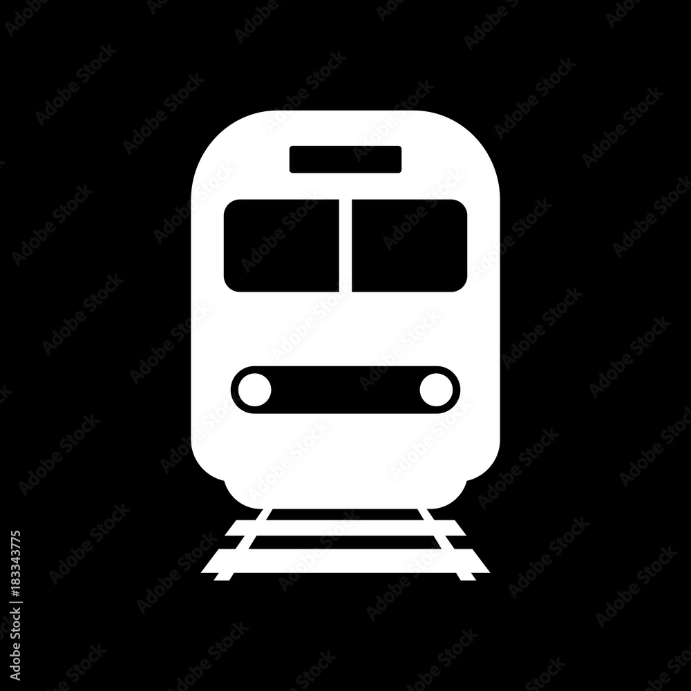 Train vector icon on black background Train vector icon on black background