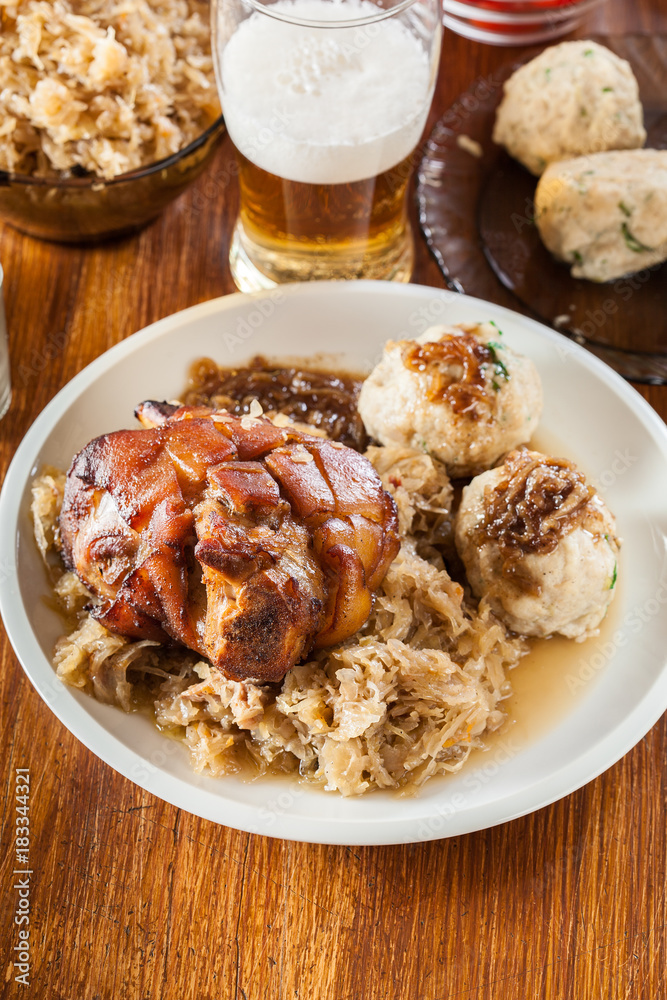 Pork knuckle with fried sauerkraut Pork knuckle with fried sauerkraut