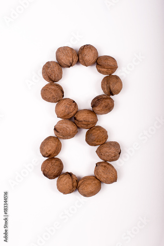figure eight nuts on white background  isolated