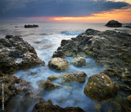 Beautiful seascape sunset. Nature composition