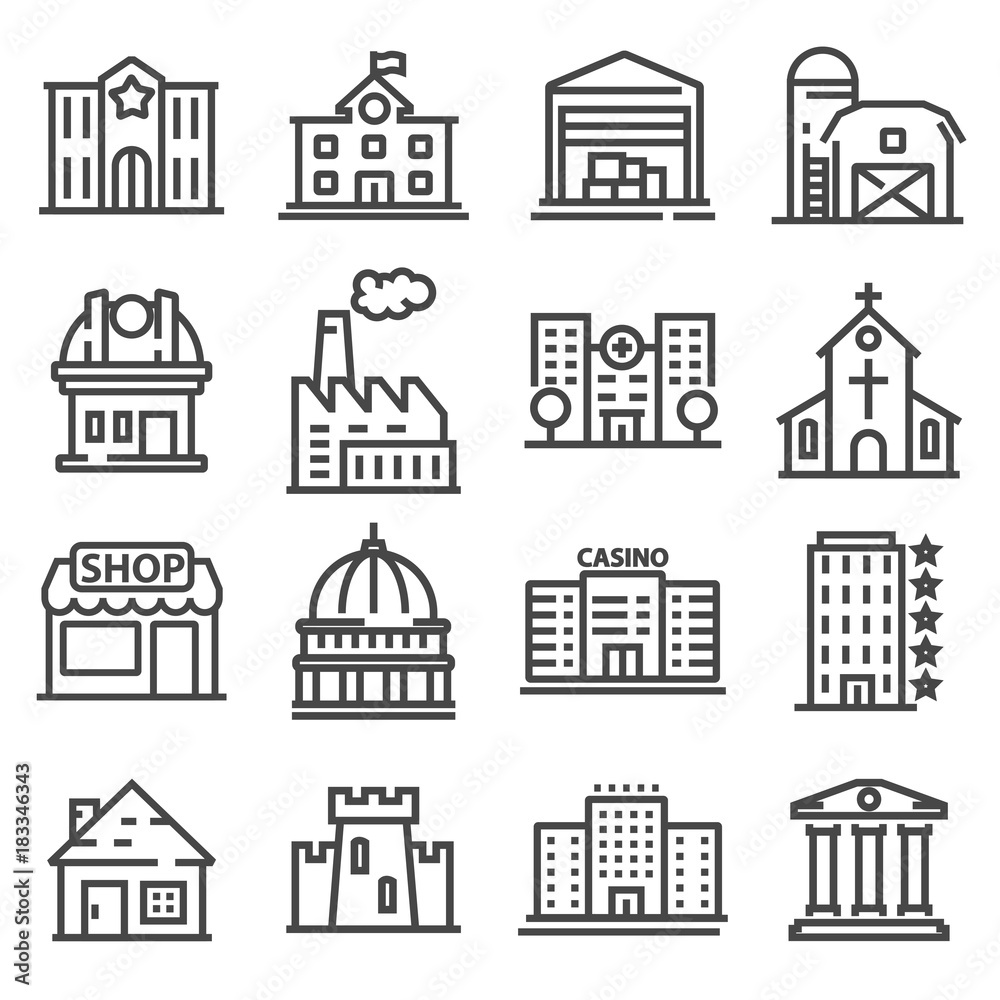 Set of public, government andcommercial city buildings and institutions.
