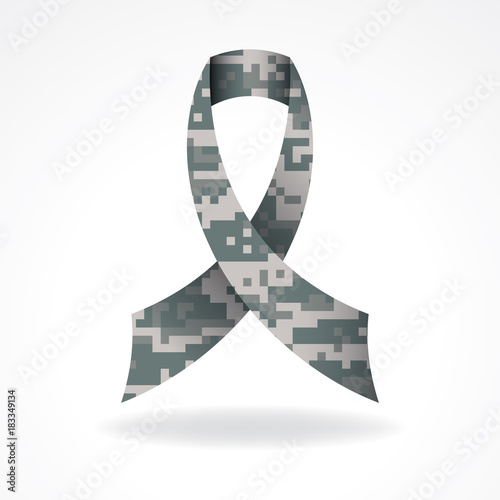 Digital Camo Military Support Ribbon Illustration