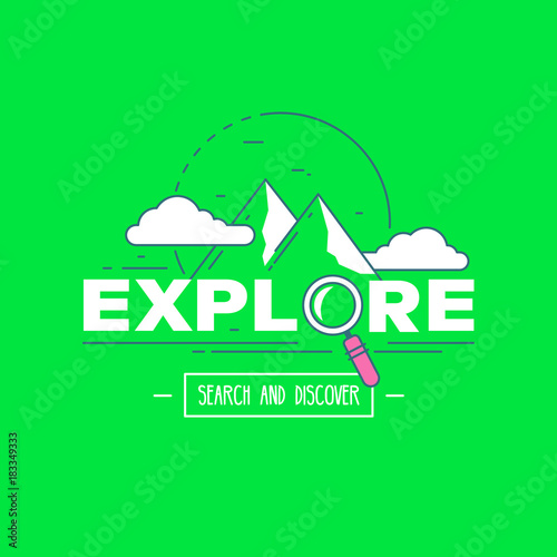 Modern vector illustration concepts of word explore. Thin line flat design banner for website and mobile website, easy to use and highly customizable.