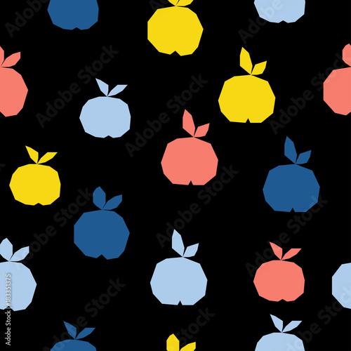 Abstract apple seamless pattern background. Childish handmade craft for design card, cafe menu, wallpaper, summer gift album, scrapbook, holiday wrapping paper, textile fabric, bag print, t shirt etc.