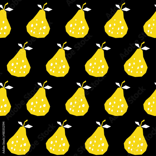 Abstract pear seamless pattern background. Childish handmade pear for design card, cafe menu, wallpaper, summer gift album, scrapbook, holiday wrapping paper, textile fabric, bag print, t-shirt etc.