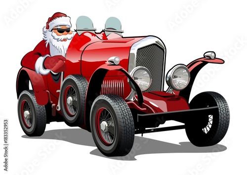 Cartoon Christmas retro car