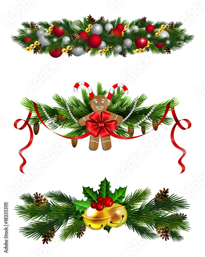 Vector Christmas Fir Decoration isolated