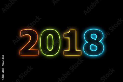 Happy New Year 2018 design with neon color.
