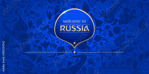 Welcome to Russia, horizontal banner, vector template