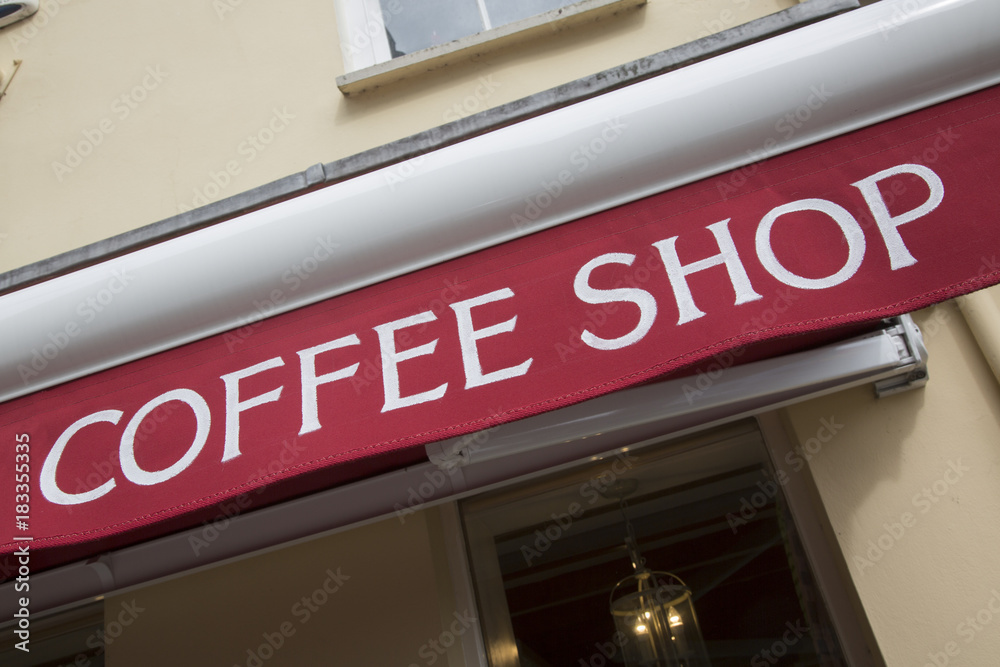 Red and White Coffee Shop Sign