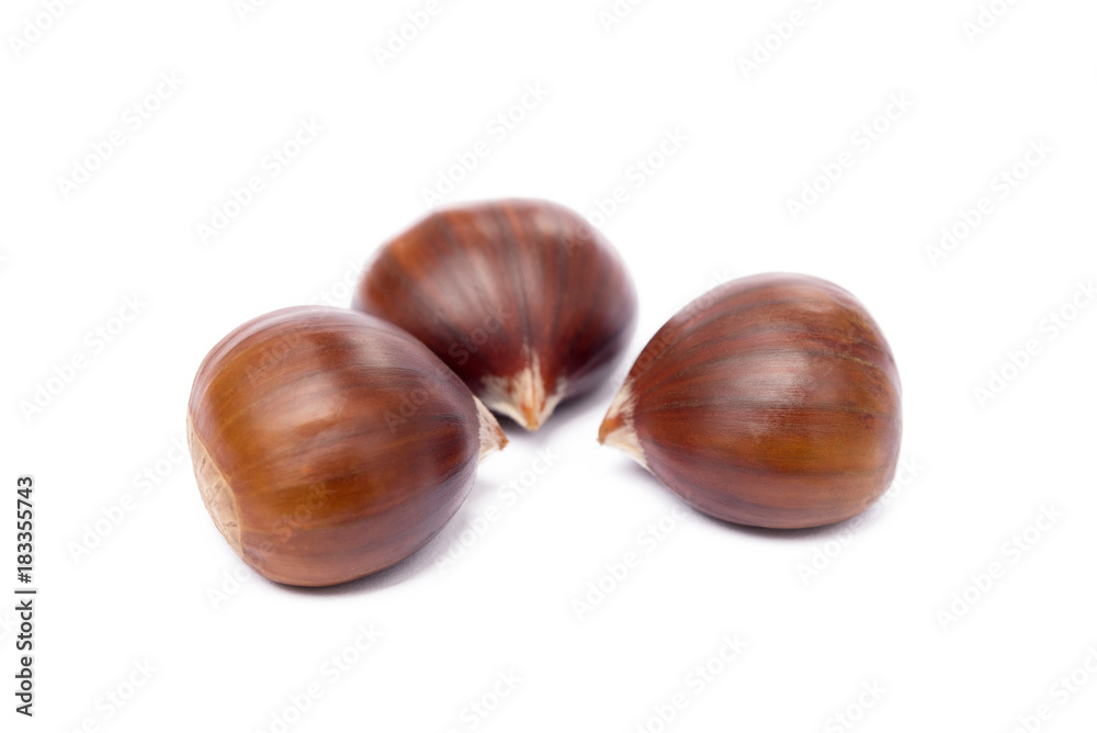 Chestnuts isolated on white background