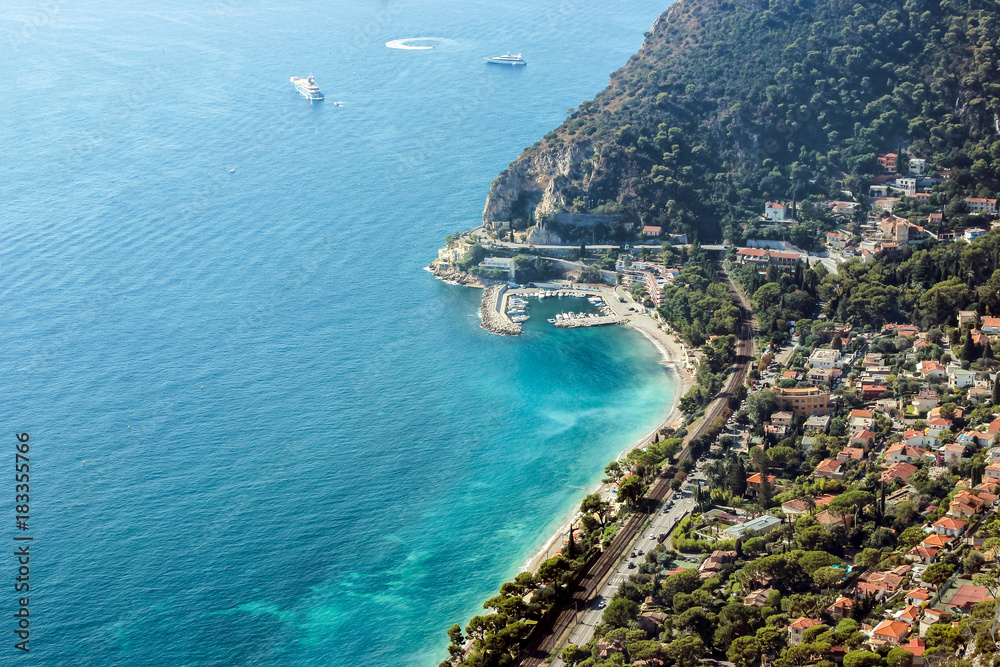 aerial view of blue coast in Nice france	