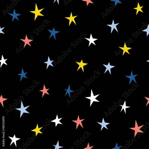Abstract star seamless pattern background. Childish handcrafted wallpaper for design card, wallpaper, album, scrapbook, holiday wrapping paper, textile fabric, bag print, t shirt etc.