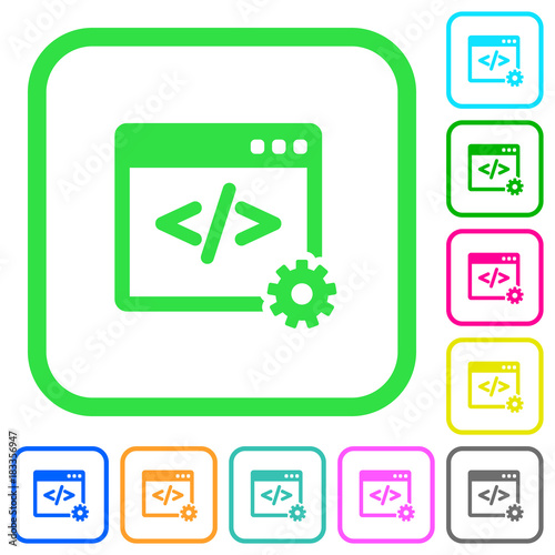 Web development vivid colored flat icons icons